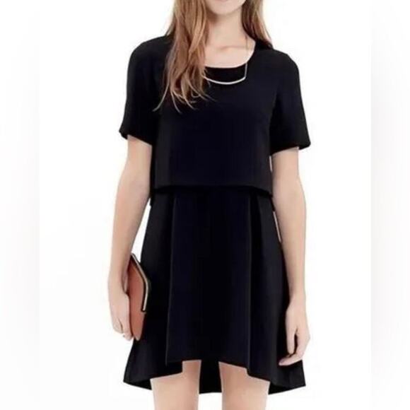 MADEWELL BLACK CREPE FOLIO SHORT SLEEVE MINI HIGH LOW DRESS SIZE 6‎ - Picture 1 of 8